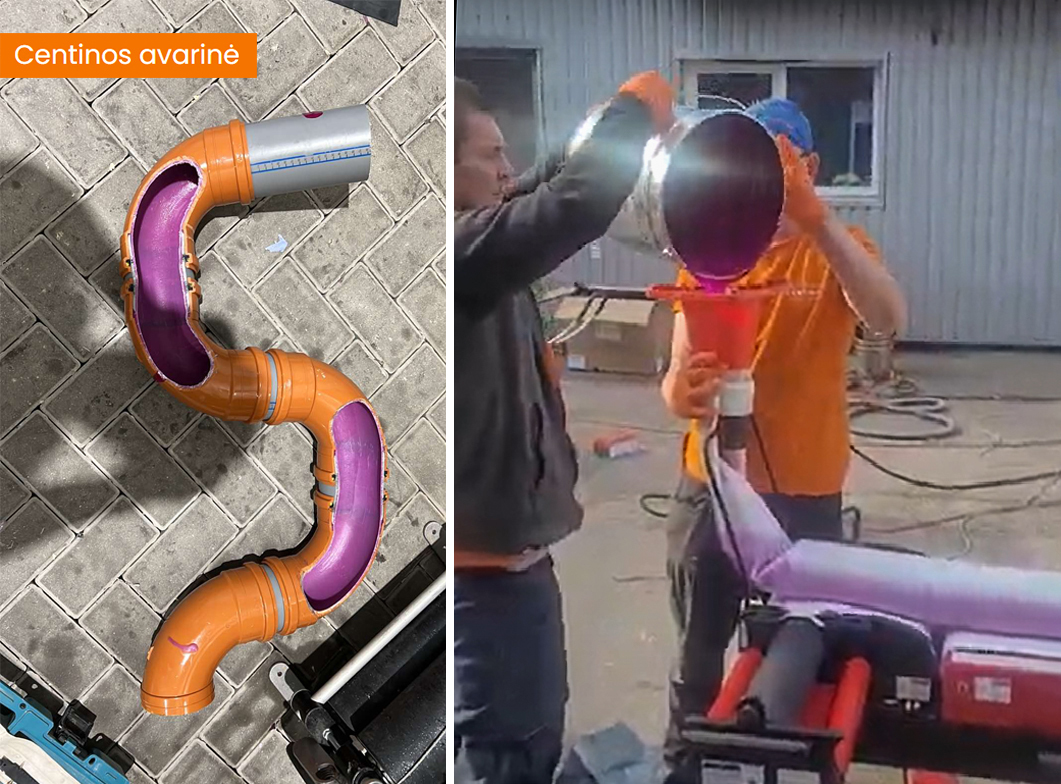 Kanalizacijos vamzdyno remontas iš vidaus